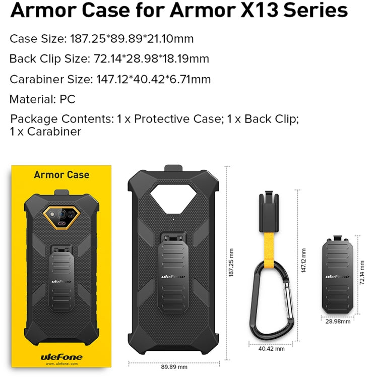 For Ulefone Armor X13 Ulefone Back Clip Phone Case with Carabiner(Black) - free shipping - PMC Jewellery - Order now!