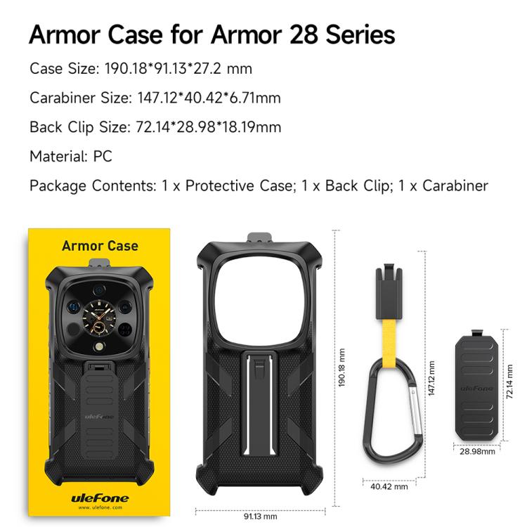 For Ulefone Armor 28 Ultra / 28 Ultra Thermal Ulefone Back Clip Phone Case with Carabiner(Black) - free shipping - PMC TechLife - Order now!