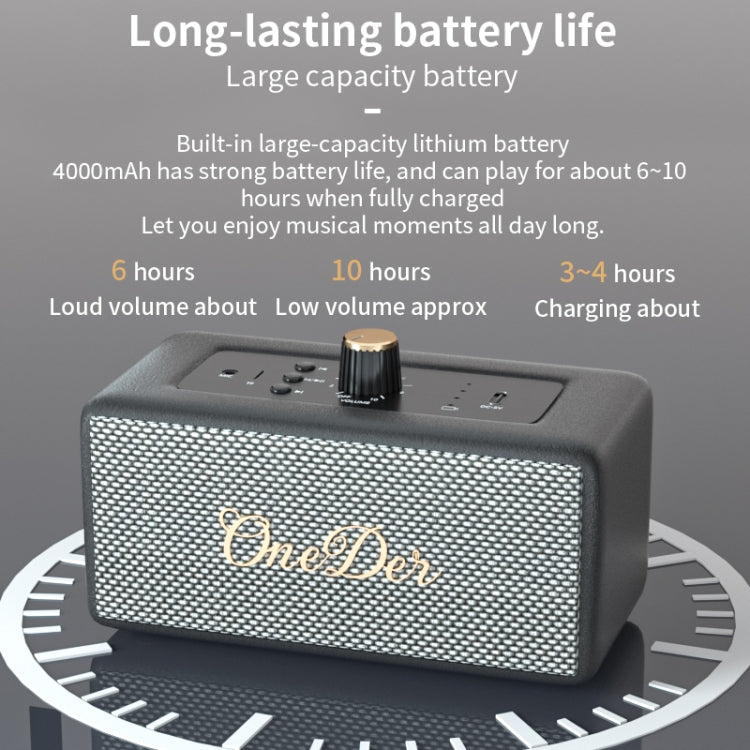 Oneder D3 Retro Leather Casing 30W Dual Units Wireless Bluetooth Speaker(Cyan) - free shipping - PMC Jewellery - Order now!