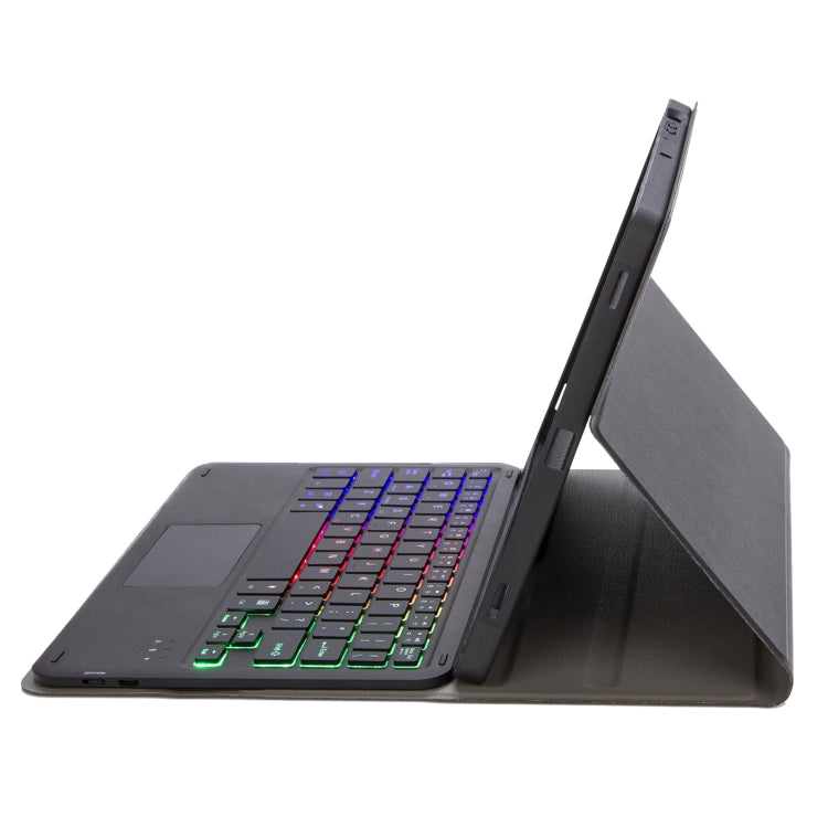 For iPad Air 11 2024 / Air 5 10.9 A098B-AS Detachable Ultra-Thin Backlit Bluetooth Touch Keyboard Leather Tablet Case with Pen Slot(Black) - For iPad Air by PMC TechLife | Online Shopping South Africa | PMC TechLife | Buy Now Pay Later Mobicred