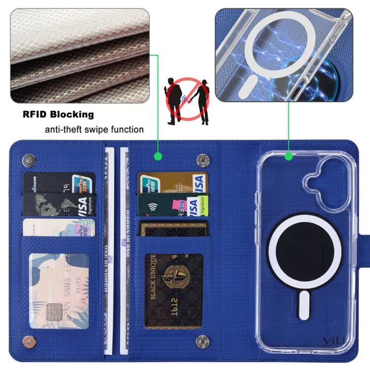 For iPhone 13 Pro ViLi GHA-C Series RFID MagSafe Magnetic Flip Leather Phone Case(Blue) - free shipping - PMC Jewellery - Order now!