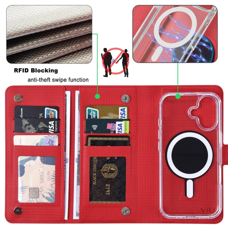 For iPhone 13 ViLi GHA-C Series RFID MagSafe Magnetic Flip Leather Phone Case(Red) - free shipping - PMC Jewellery - Order now!
