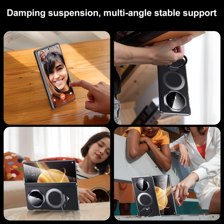 For Honor Magic V3 SULADA Top Grain Leather MagSafe Magnetic Holder Phone Case(Black) - free shipping - PMC TechLife - Order now!