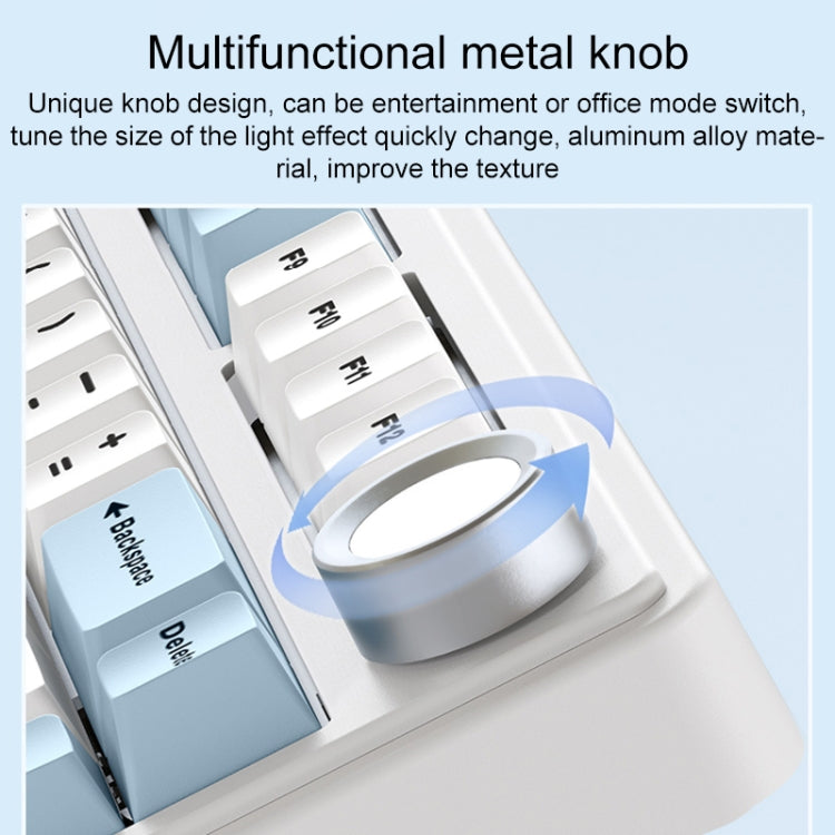 AULA F75 80 Keys Wired/2.4G/Bluetooth Three Model Customized RGB Mechanical Keyboard(White Blue Purple) - free shipping - PMC TechLife - Order now!