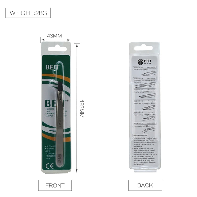 BEST BST-250 Stainless Steel Snti Static Tweezer - Tweezers by BEST | Online Shopping South Africa | PMC TechLife | Buy Now Pay Later Mobicred
