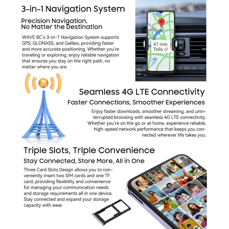 Blackview WAVE 8C, 2GB+64GB, 6.56 inch Android 14 GO Unisoc SC9863A Octa Core, Network: 4G, OTG (Purple) - free shipping - PMC Jewellery - Order now!