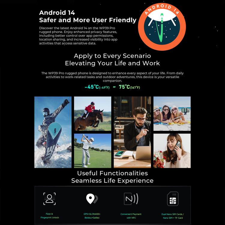 Oukitel WP39 Pro 5G Rugged Phone, 12GB+512GB, Night Vision, Fingerprint Identification, 6.6 inch Android 14 MediaTek Dimensity 6300 Octa Core, NFC, OTG, Network: 5G (Green) - free shipping - PMc TechLife - Order now!