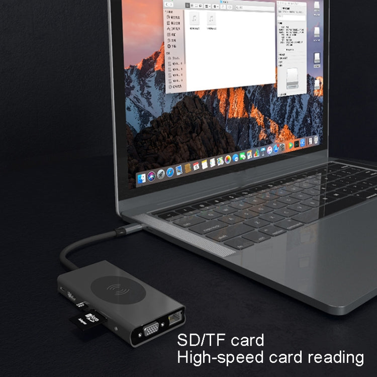 BX13V 13 In 1 Type-C Docking Station Wireless Charging Hub - USB HUB by PMC TechLife | Online Shopping South Africa | PMC TechLife