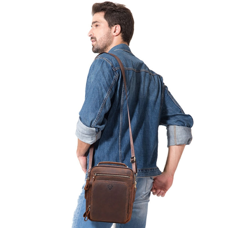 HUMERPAUL MH573 Men Shoulder Bag Leather Messengers Bag(Khaki) - Single-shoulder Bags by HUMERPAUL | Online Shopping South Africa | PMC TechLife | Buy Now Pay Later Mobicred