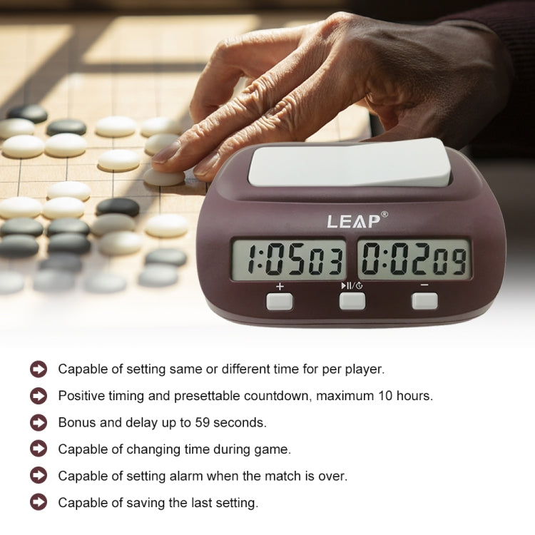 LEAP PQ9907S Chess Clock International Chess Go Clock(Wine Red) - Alarm Clocks by LEAP | Online Shopping South Africa | PMc TechLife | Buy Now Pay Later Mobicred