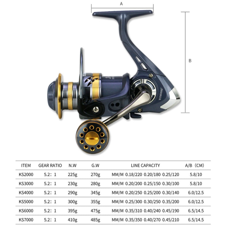 YUMOSHI KS7000 Spinning Fishing Reel Metal Rocker Metal Cup Reel - Fishing Reels by YUMOSHI | Online Shopping South Africa | PMC TechLife | Buy Now Pay Later Mobicred