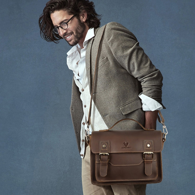 HUMERPAUL Leather Crossbody Bag Men Retro Shoulder Bag Commuter Men Small Square Bag(Brown) - free shipping - PMC TechLife - Order now!