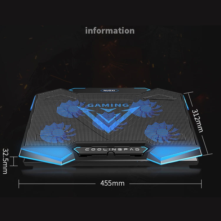 NUOXI 5 Fans Laptop Radiator Bracket Height Adjustable with Dual USB Ports(Black and Red) - free shipping - PMC Jewellery - Order now!