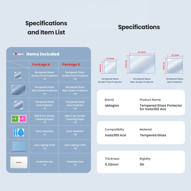 6 In 1 For Insta360 ACE aMagisn Tempered Film Protective Stickers Sports Camera Accessories - Protective Film & Stickers by aMagisn | Online Shopping South Africa | PMC TechLife | Buy Now Pay Later Mobicred