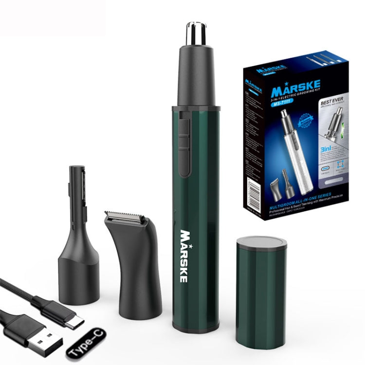 MARSKE MS-7111 3 In 1 Electric Nose Hair Trimmer Type-C Rechargeable Grooming Instrument(Black) - free shipping - PMC TechLife - Order now!