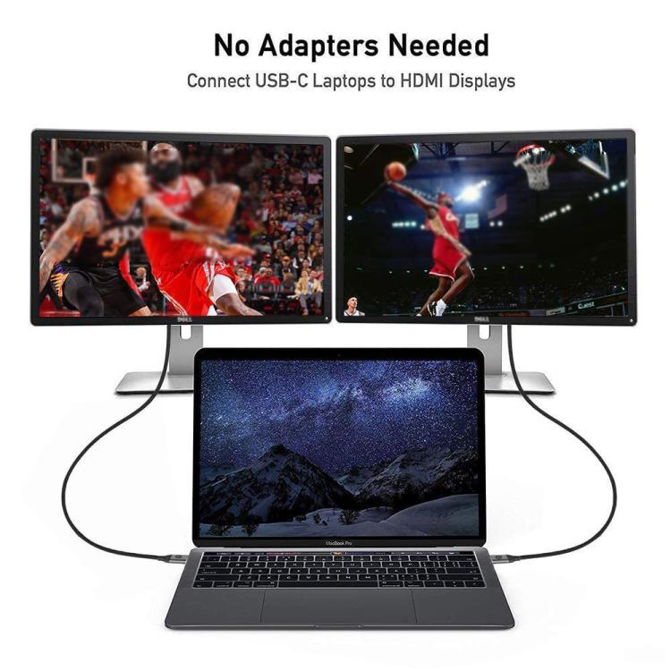 QGeeM USB-C/Type-C To HDMI Cable 4K 30Hz For Screen Mirroring & Extended Display, Cable Length: 3m - free shipping - PMC TechLife - Order now!