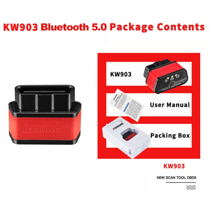 KONNWEI KW903 Bluetooth 5.0 OBD2 Car Fault Diagnostic Scan Tools Support IOS / Android(Black Orange) - free shipping - PMC TechLife - Order now!