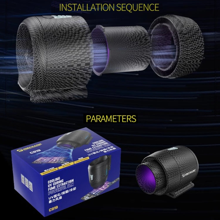 Mechanic C919 3 in 1 Quick Cooling Fan + Fume Exhaust + UV Lamp for Motherboard Repair - free shipping - PMC TechLife - Order now!