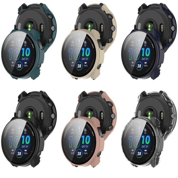 For Garmin Forerunner 965 PC + Toughened Film Integrated Watch Protective Case(Black) - Smart Wear by PMC TechLife | Online Shopping South Africa | PMC TechLife