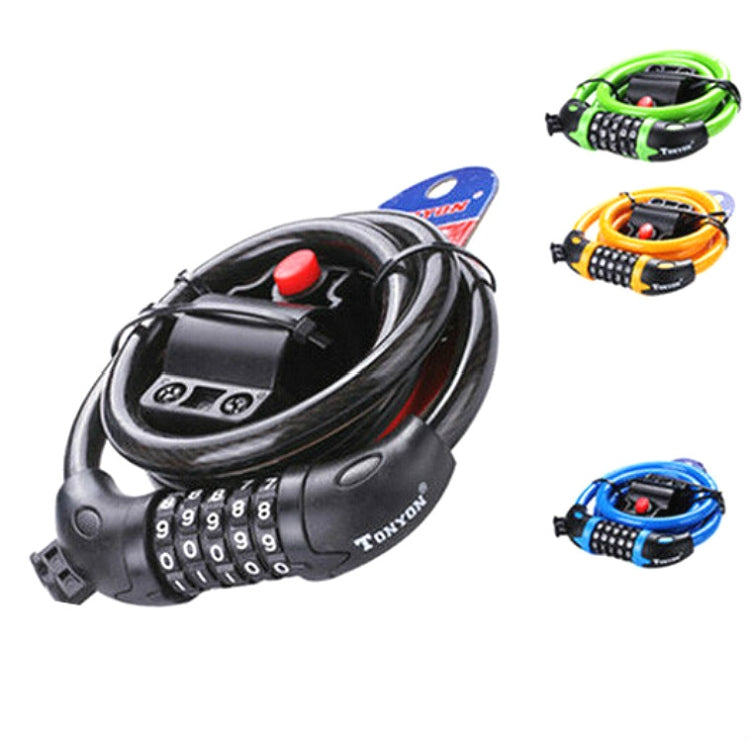 TONYON TY566 Bicycle Lock Five-digit Code Lock Mountain Bike Bar Wire Lock Single Rim Lock(Black) - free shipping - PMC TechLife - Order now!
