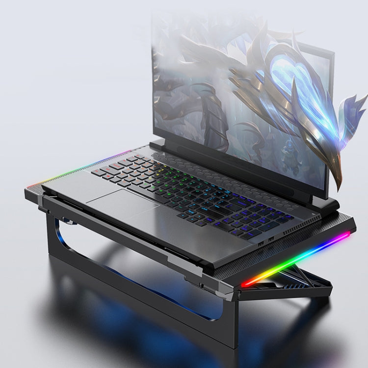 NUOXI Q9 RGB Lighting Effect Laptop Cooler(Black) - free shipping - PMC TechLife - Order now!