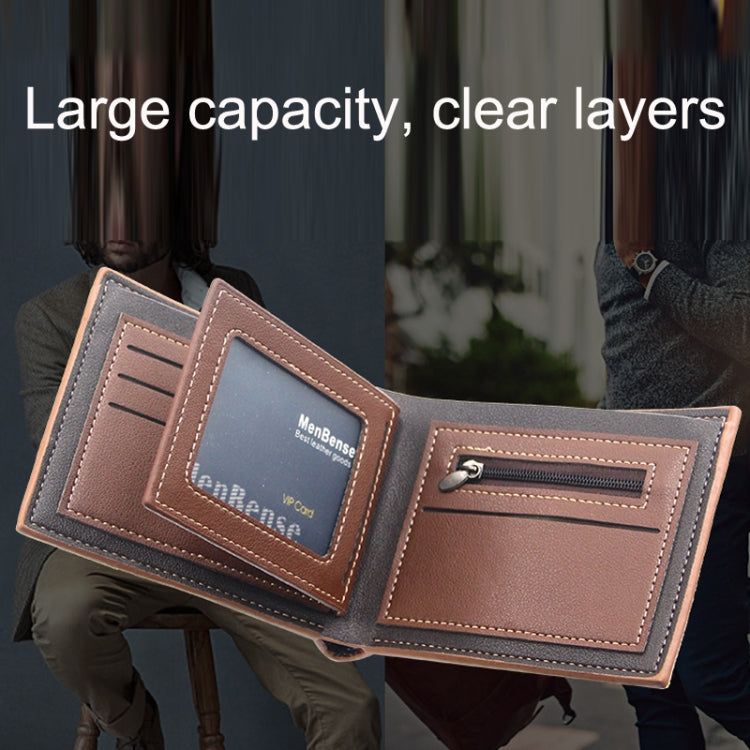 Menbense Hot Stamping Hinge Short Matte Multi-Card Large Capacity Male Wallet(D3301-4 Light Brown) - free shipping - PMC TechLife - Order now!