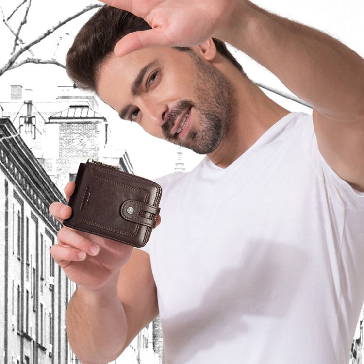 HUMERPAUL BP948-s RFID Anti-Theft Brush Men Leather Wallet Short Coin Purse(Black) - free shipping - PMC TechLife - Order now!