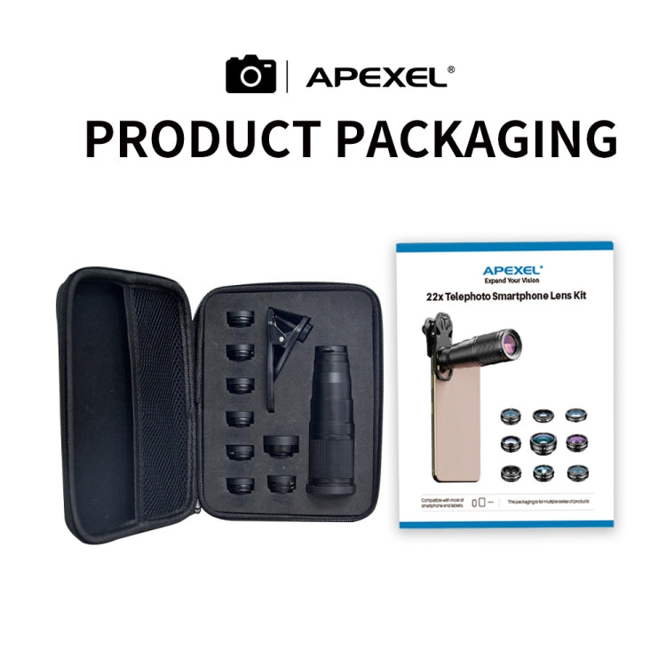 APEXEL APL-22XDG9 22X External Camera Adjustable Focus Mobile Phone Lens(10 in 1) - free shipping - PMC TechLife - Order now!