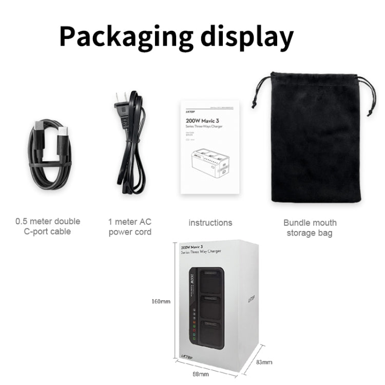 For DJI Mavic 3 Series LKTOP 200W 3-Channel Battery Charger EU Plug - free shipping - PMC TechLife - Order now!