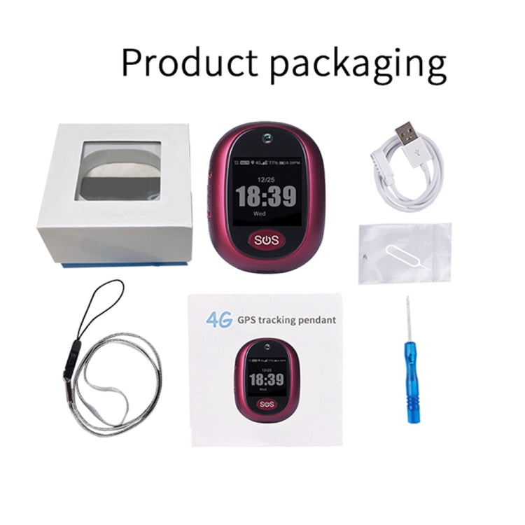REACHFAR RF-V45-A Mini Touch Screen GPS Smart Tracker Pendant, Support SOS / Camera / Health Management / Video Calling / 4G LTE, For Asia/Europe/Africa / Australia(Wine Red) - free shipping - PMC TechLife - Order now!