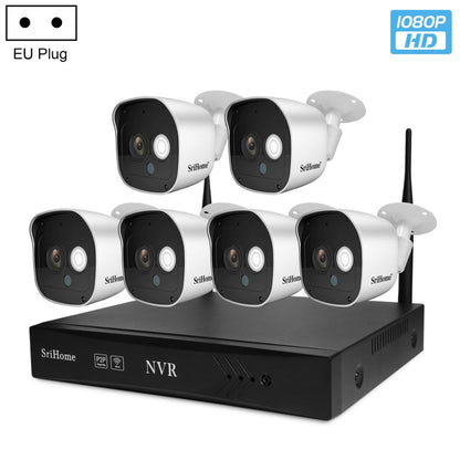 SriHome NVS001+IPC029 1080P 6-Channel NVR Kit Wireless Security Camera System, Support Humanoid Detection / Motion Detection / Night Vision, EU Plug - Video Recorder Kit by SriHome | Online Shopping South Africa | PMC Jewellery | Buy Now Pay Later Mobicred