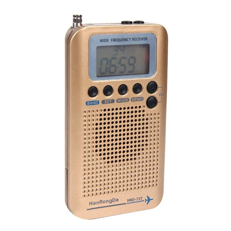 HRD-737 Portable Aircraft Band Radio Wide Frequency Receiver (Gold) - Radio Player by PMC Jewellery | Online Shopping South Africa | PMC Jewellery | Buy Now Pay Later Mobicred