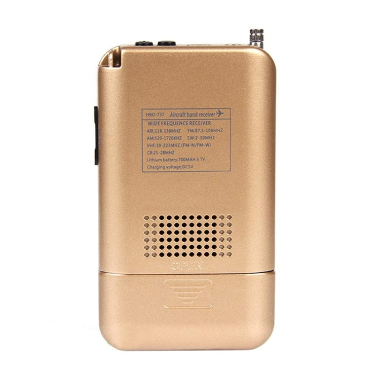 HRD-737 Portable Aircraft Band Radio Wide Frequency Receiver (Gold) - Radio Player by PMC Jewellery | Online Shopping South Africa | PMC Jewellery | Buy Now Pay Later Mobicred