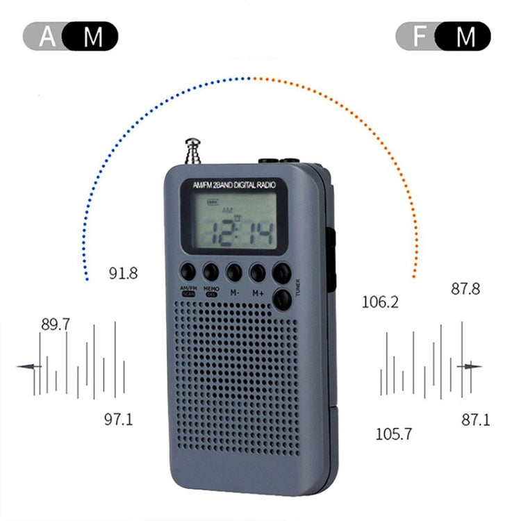 HRD-104 Mini Portable FM + AM Two Band Radio with Loudspeaker(Grey) - Radio Player by PMC Jewellery | Online Shopping South Africa | PMC Jewellery