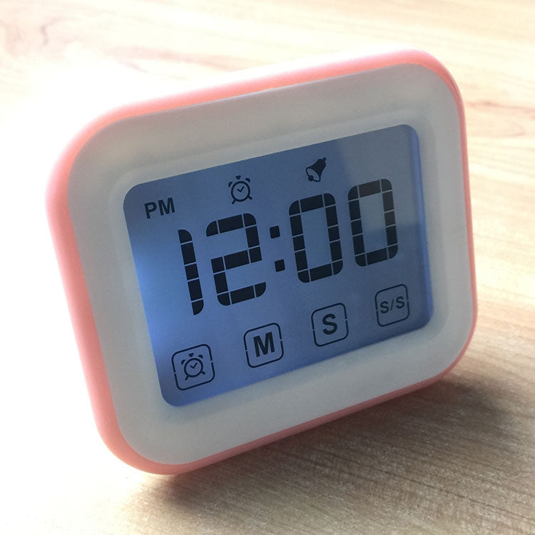 Kitchen Timer Digital Alarm Clock Large LCD Touch Screen Come with Night Light for Cooking Baking(Pink) - Digital Countdown by PMC Jewellery | Online Shopping South Africa | PMC Jewellery | Buy Now Pay Later Mobicred