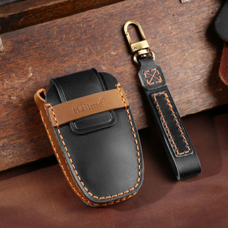 For Lincoln Hallmo Car Cowhide Leather Key Protective Cover Key Case(Black) - Car Key Cases by Hallmo | Online Shopping South Africa | PMC Jewellery | Buy Now Pay Later Mobicred