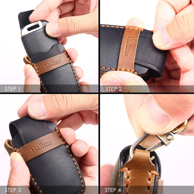 For Chevrolet Folding Hallmo Car Cowhide Leather Key Protective Cover Key Case(Brown) - Car Key Cases by Hallmo | Online Shopping South Africa | PMC TechLife | Buy Now Pay Later Mobicred