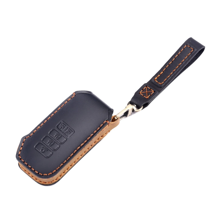 For Kia 5-button Hallmo Car Cowhide Leather Key Protective Cover Key Case(Brown) - Car Key Cases by Hallmo | Online Shopping South Africa | PMC Jewellery | Buy Now Pay Later Mobicred