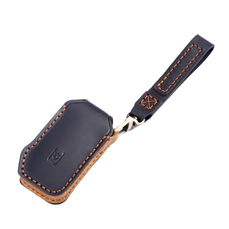 For Kia Sorento / Seltos 2021 / K5 Hallmo Car Cowhide Leather Key Protective Cover Key Case(Black) - Car Key Cases by Hallmo | Online Shopping South Africa | PMC Jewellery | Buy Now Pay Later Mobicred