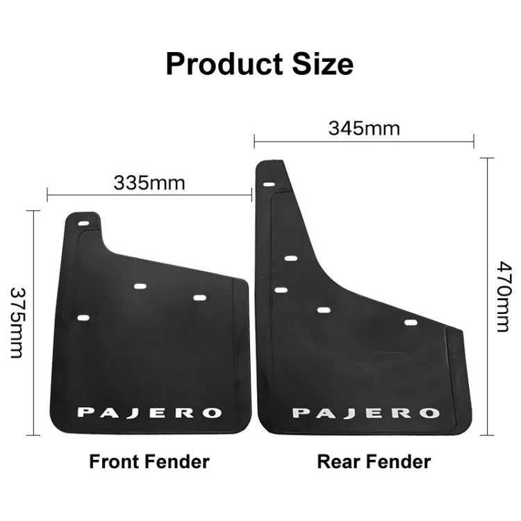 For Mitsubishi PAJERO 2004-2021 4pcs/Set Car Auto Soft Plastic Splash Flaps Fender Guard - Mudguards by PMC Jewellery | Online Shopping South Africa | PMC Jewellery | Buy Now Pay Later Mobicred