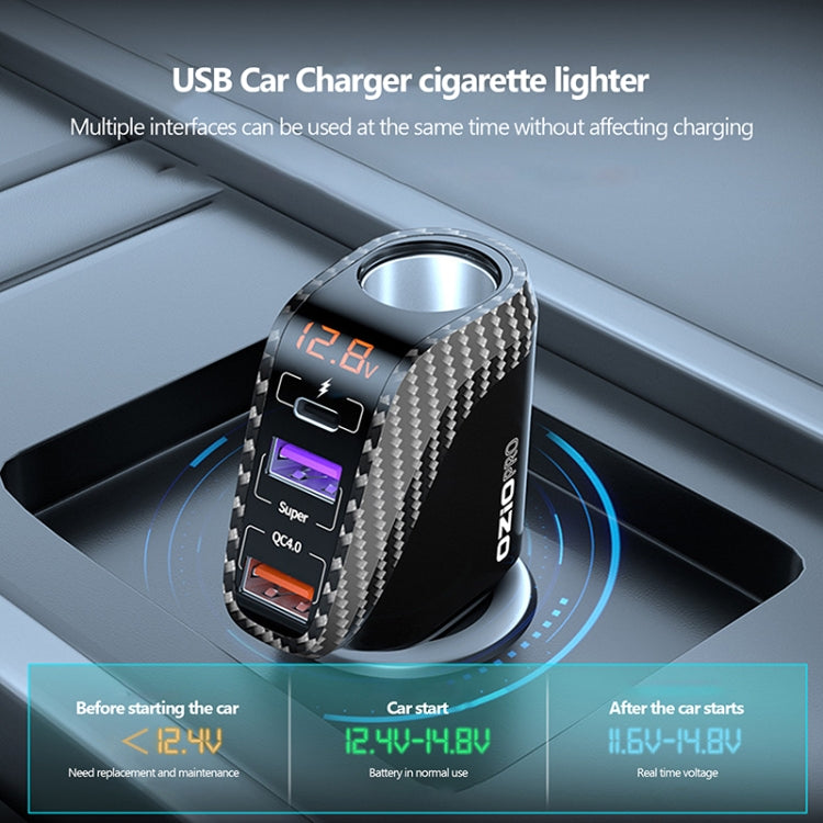 Ozio DY68TC 278W PD3.0 100W + Dual USB 66W+22.5W Carbon Fiber Pattern Car Charger - Car Charger by ozio | Online Shopping South Africa | PMC Jewellery | Buy Now Pay Later Mobicred