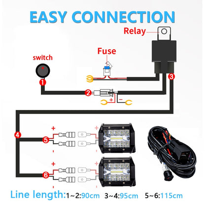 D0005 Off-road Vehicle 300W 2 in 1 Round Waterproof Switch Light Wiring Harness - Wires by PMC Jewellery | Online Shopping South Africa | PMC Jewellery | Buy Now Pay Later Mobicred