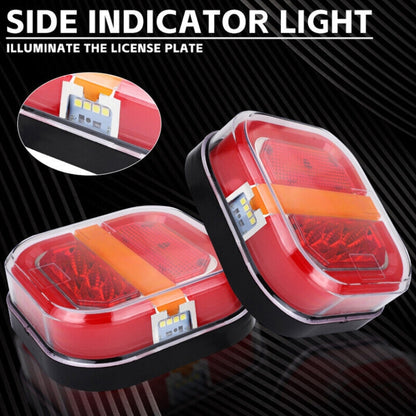 2pcs 12-24V 28LEDs Square Trailer Taillight - Brake Lights by PMC Jewellery | Online Shopping South Africa | PMC Jewellery | Buy Now Pay Later Mobicred