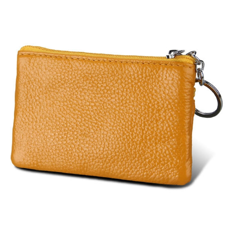 Cowhide Leather Zipper Solid Color Horizontal Card Holder Wallet RFID Blocking Coin Purse Card Bag Protect Case, Size: 11.4*7.4cm(Yellow) - Antimagnetic RFID Package by PMC Jewellery | Online Shopping South Africa | PMC Jewellery | Buy Now Pay Later Mobicred