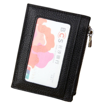 Cowhide Leather Solid Color Zipper Card Holder Wallet RFID Blocking Card Bag Protect Case Coin Purse, Size: 11*8*1.5cm(Black) - Antimagnetic RFID Package by PMC Jewellery | Online Shopping South Africa | PMC Jewellery | Buy Now Pay Later Mobicred