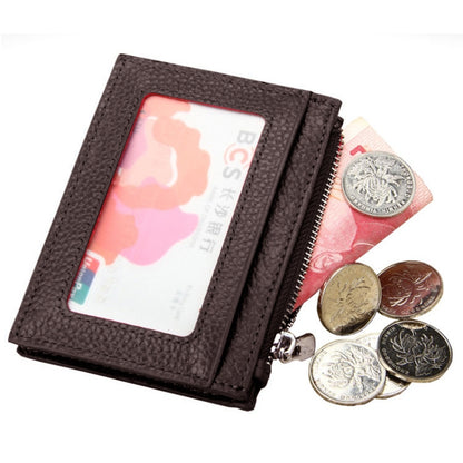 Cowhide Leather Solid Color Zipper Card Holder Wallet RFID Blocking Card Bag Protect Case Coin Purse, Size: 11*8*1.5cm(Coffee) - Antimagnetic RFID Package by PMC Jewellery | Online Shopping South Africa | PMC Jewellery | Buy Now Pay Later Mobicred