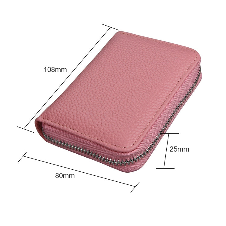 KB205 Antimagnetic RFID Litchi Texture Leather Zipper Large-capacity Card Holder Wallet(Pink) - Antimagnetic RFID Package by PMC Jewellery | Online Shopping South Africa | PMC Jewellery | Buy Now Pay Later Mobicred