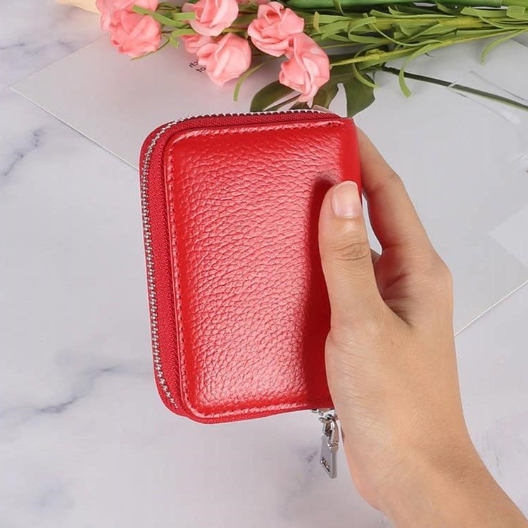 KB205 Antimagnetic RFID Litchi Texture Leather Zipper Large-capacity Card Holder Wallet(Rose Red) - Antimagnetic RFID Package by PMC Jewellery | Online Shopping South Africa | PMC Jewellery | Buy Now Pay Later Mobicred