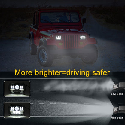 7 Inch 35W 4000LM 6000K + Amber Car Truck Square LED Headlights Work Lights Spotlight - Work Lights by PMC Jewellery | Online Shopping South Africa | PMC Jewellery | Buy Now Pay Later Mobicred