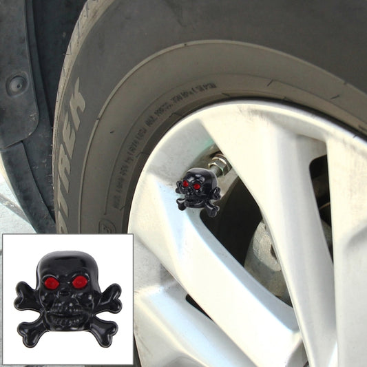 4 PCS Universal Skull Shape Gas Cap Mouthpiece Cover Gas Cap Tire Cap Car Motor Bicycle Tire Valve Caps(Black) - Tire Valve Caps by PMC Jewellery | Online Shopping South Africa | PMC Jewellery | Buy Now Pay Later Mobicred